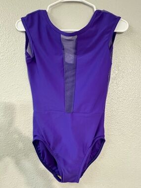 Purple Women's Dance Leotard with Sheer Mesh Panel